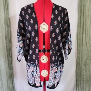 Charlotte Ruse Black Lightweight Oversize Short Sleeves Cardigan Size XS-M